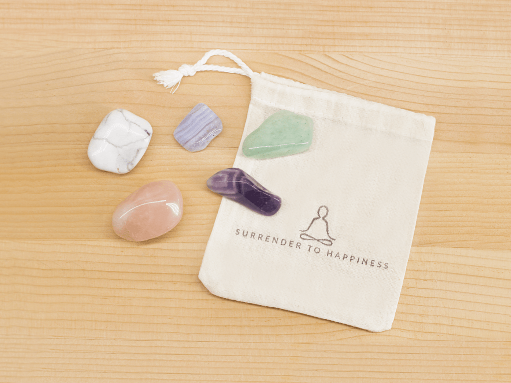 Calming crystal set at surrender to happiness